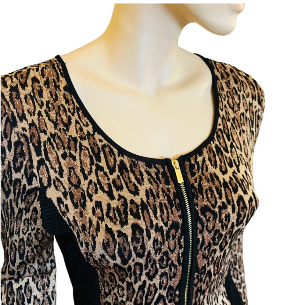 Cach’e Leopard Print Zip Up Sweater Jacket - image 5